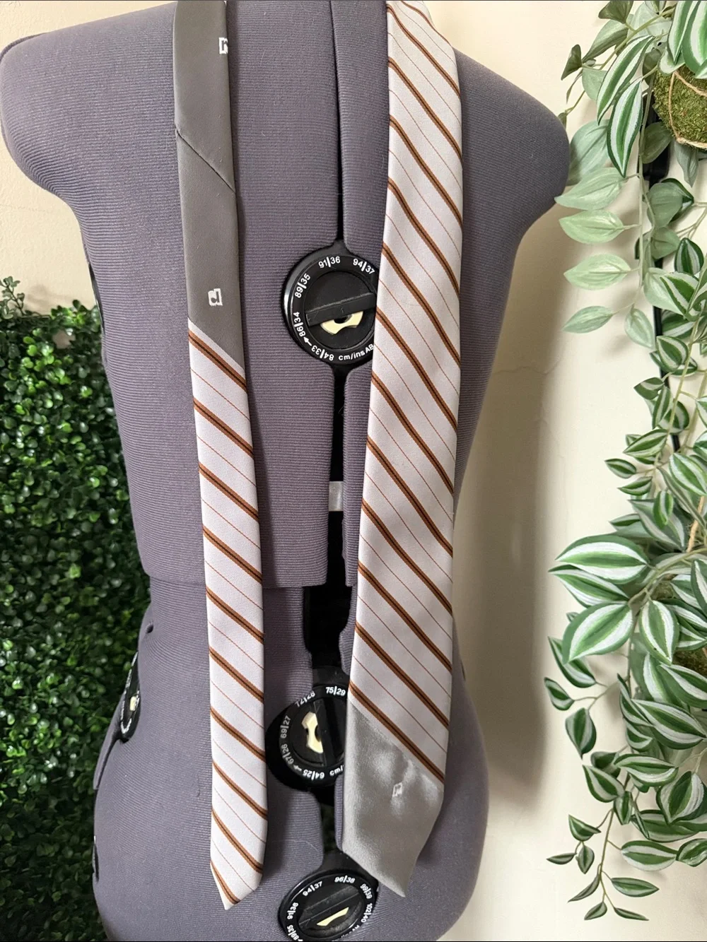 Paco Rabanne Gray Tie with Tan Stripe Accent